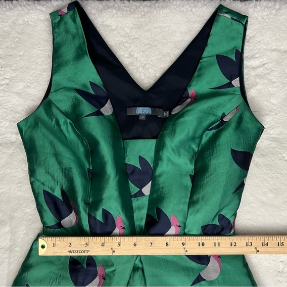 Eva Franco Birdie Print Fit & Flare Green Dress - Picture 10 of 13